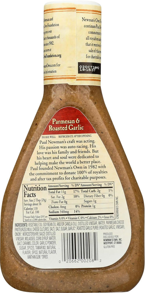 16 oz Newman's Own Parmesan & Garlic Salad Dressing