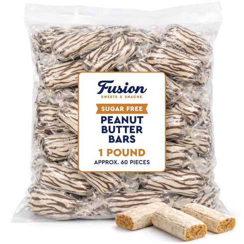 1 Sugar Free Peanut Butter Bars - Pound Individually Wrapped - Bulk Sugar-Free Crunchy & Cripsy Peanut Butter Candy
