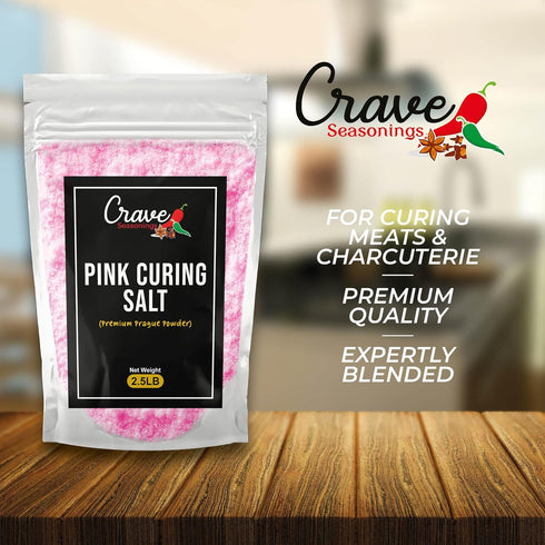 Crave Seasonings #1 2.5 LB #1- Crave Pink Curing Salt JUMBO XL Bag - Prague Powder, Instacure Made in USA, Premium Cure