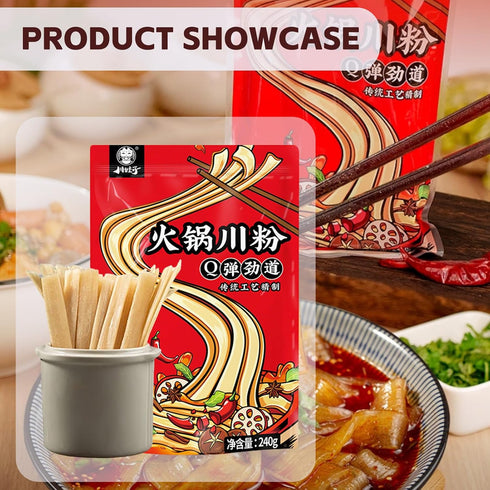 Pot,((8.46oz /240g)), 3-Min (240g 2 Packs) Chinese Glass Noodles,Chewy Sweet Potato Wide Noodles for Hot No Soak