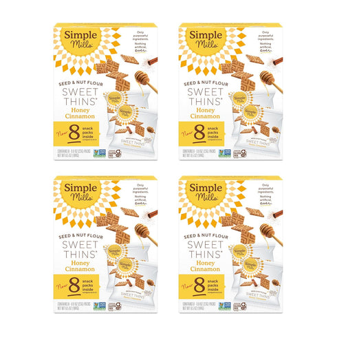 Packs Packs, 8 (Pack 4) Simple Mills Snack Honey Cinnamon Sweet Thins, Healthy Snacks for Kids, Individual Seed & Nut
