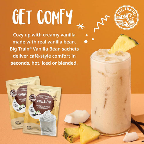 2.9 oz Packets (Pack 12) Big Train Vanilla Bean Blended Creme Beverage Mix