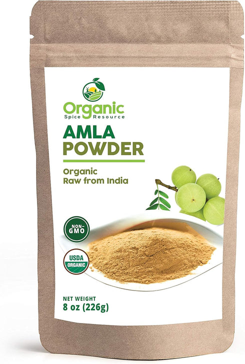 Organic Amla Powder, 8 oz (226g), Non-GMO, 100% Raw from India, by SHOPOSR