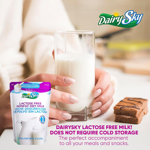 11 Oz 1 Pack DairySky Lactose Free Milk Powder - Non GMO Fat Free Powdered Milk for Baking & Coffee, Kosher