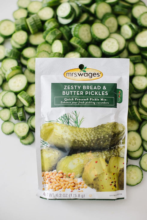 6.2 oz Packet Pack 12) Mrs. Wages Zesty Bread and Butter Pickles Quick Process Mix, Quick and Easy, Simple-To-Use