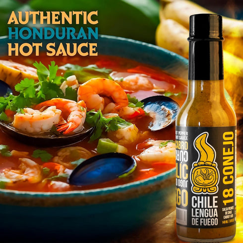 (Pack 2, 18 Set Hot Sauce | Chile Lengua de Fuego of Conejo) - Bright Citrus & Turmeric Hot Sauce with Scotch Bonnet