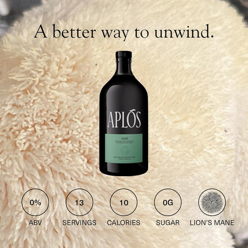 750ml Apls Ease Non Alcoholic Drink - Lion's Mane-Infused Calming Beverage Formulated to Relax and Unwind, Zero Sugar