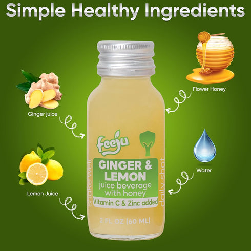 15 60ml Immunity Pcs Lemon & Ginger Shots with Honey - Hand-squeezed Shots for Digestion and Energy Boost No Allergens
