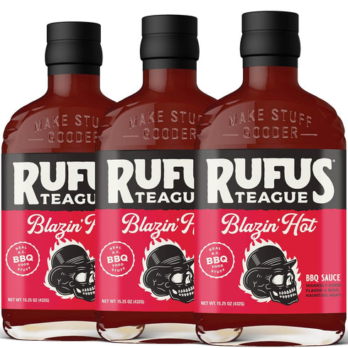 Rufus Teague Blazin' Hot BBQ Sauce, 3 Pack Size, Premium Barbecue Sauces