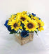 Sweet Home Deco Silk Sunflower Rose Babysbreath Wedding Bouquet in Yellow/Blue - Bridal and Bridesmaid Arrangement