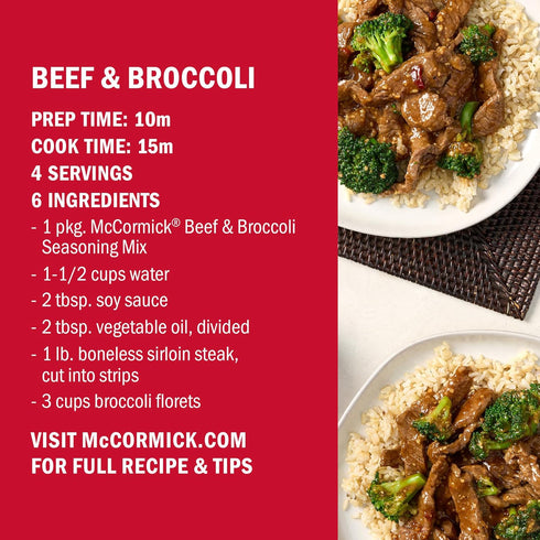 25 1.37 oz (Pack 12) McCormick Seasoning Mix, Beef & Broccoli, No Artificial Flavors, For Restaurant-Style Beef