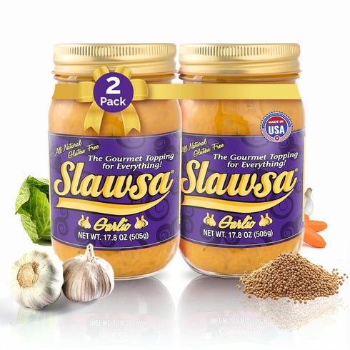 Garlic Burger Relish 2-Pack Slawsa Gourmet Cabbage Topping with Real Garlic |