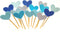 Cupcake Toppers 30Pcs Set, GUCUJI Funny Blue Heart DIY Glitter Mini Birthday Cake Decorations for Party