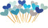 Cupcake Toppers 30Pcs Set, GUCUJI Funny Blue Heart DIY Glitter Mini Birthday Cake Decorations for Party