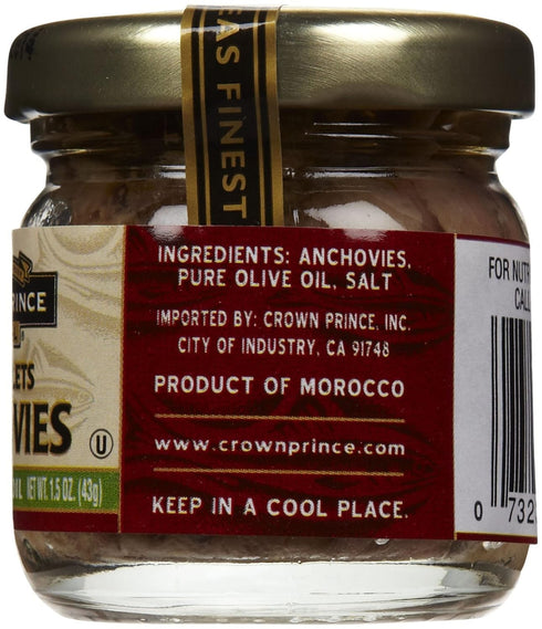 1.5 oz Crown Prince Flat Anchovies, In Oil