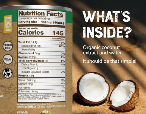 13.5 oz, 17-19% (12-Pack) Nature's Greatest Foods Organic Coconut Milk - No Guar Gum, No Preservatives Gluten-Free