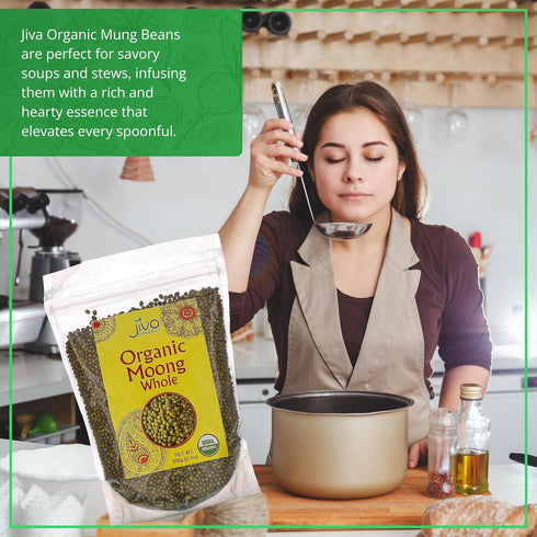 4 LB Jiva Organics Organic Mung Beans Whole LARGE Bag - Green Moong Bean