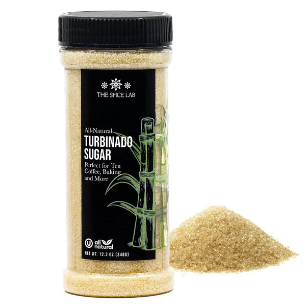 The Spice Lab Turbinado Sugar (12.3 Oz) - Natural Raw Cane Sugar
