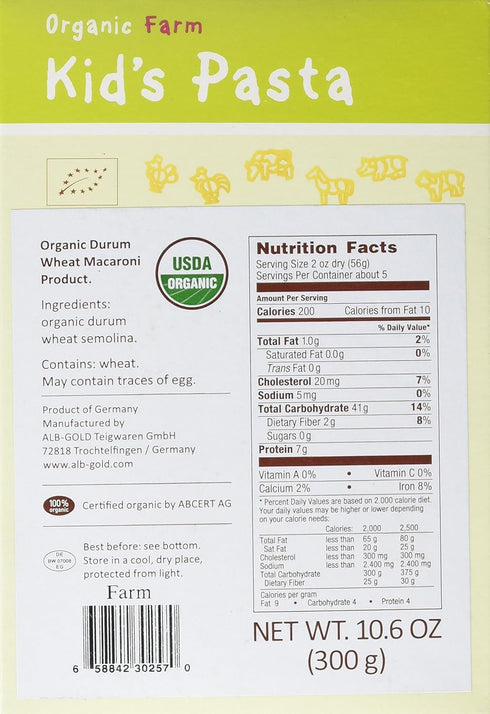 Alb Gold 10.6 Organic Farm Shape Kid's Pasta, Farm Shape Pasta, Ounce