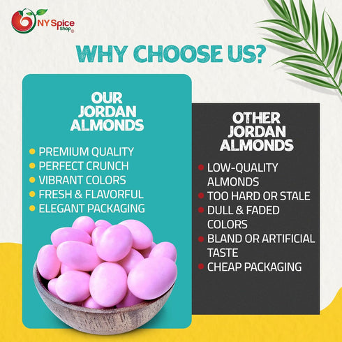 3 NY Spice Shop Jordan Almonds - Pound White Candy-Coated Almonds - Classical Candies for Weddings Baby Showers Party