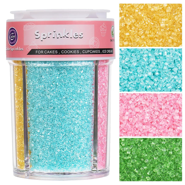 Sanding Sugar Pastel Sprinkles for Cake Decorating, 4 Colors 8oz Sparkling Green