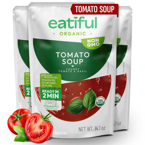 EATIFUL Organic Tomato Soup, Ready To Eat Vegan Plant Based Creamy Tomatoes