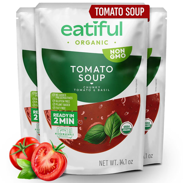 EATIFUL Organic Tomato Soup, Ready To Eat Vegan Plant Based Creamy Tomatoes
