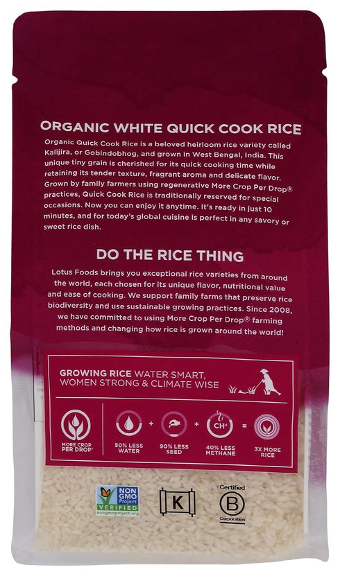 LOTUS FOODS Organic Quick Cook White Rice, 15 OZ