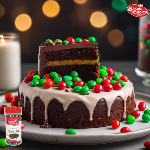 Baker's Choice 5 oz., Christmas Candy - Christmas Chocolate Candy - Red And Green Candy - Holiday Mix Chocolate Lentils