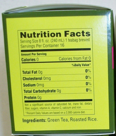 Yamamotoyama 16 Count (3 Pack) Genmai-cha Green Tea with Roasted Rice Tea Bags Aluminum Sealed