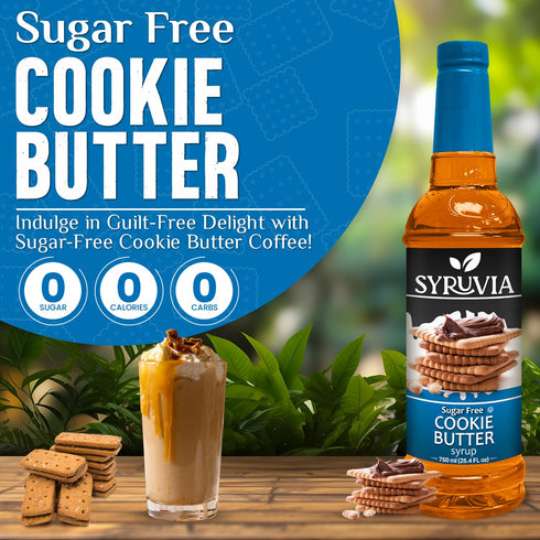 25.4 oz. 0 Syruvia Sugar-Free Cookie Butter & Sugar-Free Pistachio Syrup - fl Premium Coffee Flavoring Syrup. Calories
