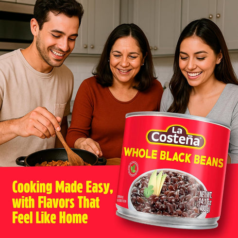 Hummus, 14.1 oz, 12 Pack La Costea Whole Black Beans - Ready-to-Eat Canned Black Beans for Mexican Food, Vegetarian