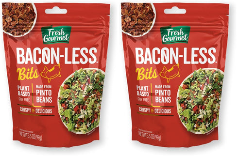 Fresh Gourmet Vegan Bacon-Less Bits - 3.5 oz Plant-Based Topping for Salads,