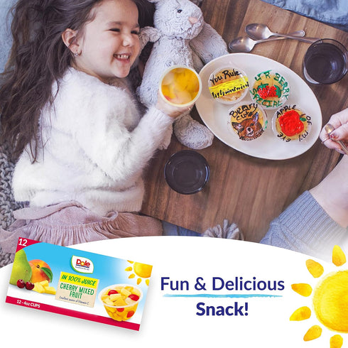 Dole Fruit Bowls Snacks Cherry Mixed Fruit in 100% Juice, 4oz 12 Total Cups