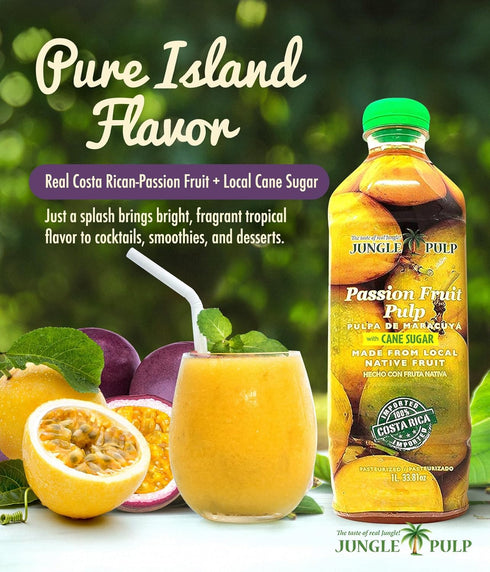 Jungle Pulp 33.8oz/1 Passion Fruit Puree Costa Rica Blend, Topping, Flavoring, Better Than Syrup, For Cocktails