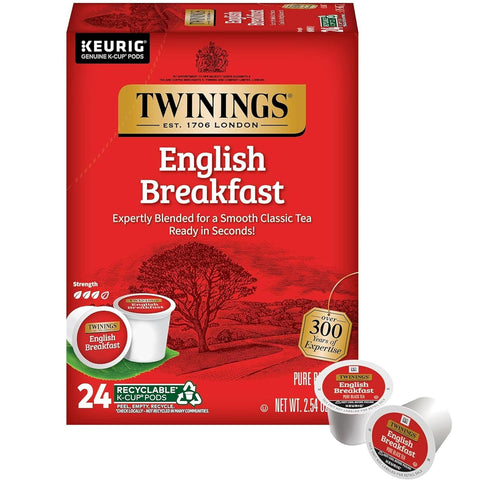 Twinings English Breakfast Black Tea K-Cup Pods for Keurig, 24 Count (Pack