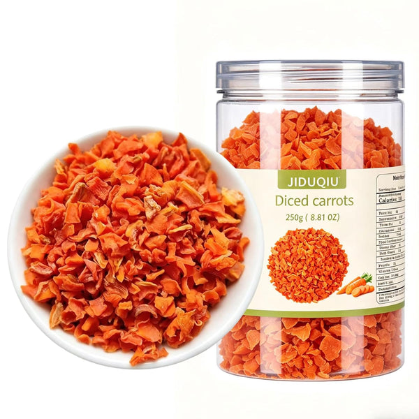JIDUQIU Diced carrots 250g/8.81OZ Dehydrated Carrot Cubes Carrot Snack.