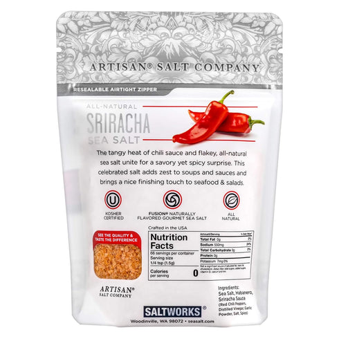 3.5 Artisan Salt Company Fusion Naturally Flavored Sriracha Sea Salt, Zip-Top Pouch, Ounce
