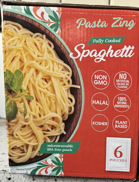 Generic 1 7.05 oz, 6 Pack Fully Cooked Spaghetti, Pasta, Ready in Minute, Microwaveable BPA Free Pouch, Non-GMO, Halal