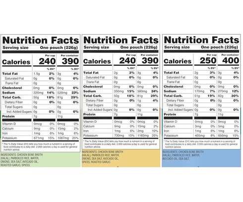Dozen 6pk, 8oz Packets A Cousins Bone Broth Rice Variety Ready to Eat Seasoned High Protein Rice, Clean Ingredients