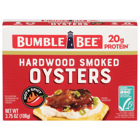 Bumble Bee Hot & Spicy Hardwood Smoked Oysters, 3.75 oz Tin -