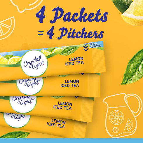 (16 Packets, 4 Packs 4) Crystal Light Lemon Iced Tea Drink Mix Pitcher