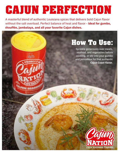 8 oz Cajun Nation Low Sodium Cajun Seasoning Gluten Free, No MSG Louisiana Cajun Spice- Cajun Seasoning for Turkey