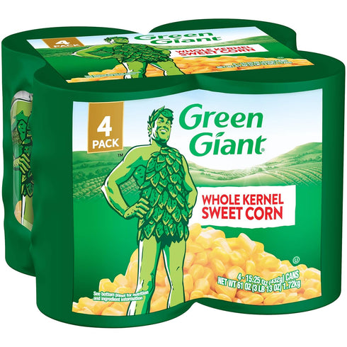 Green Giant Whole Kernel Sweet Corn, 4 Pack of 15.25 Ounce Cans