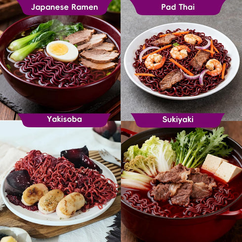 SUNGIVEN 3 2.47 OZ (Pack 10) Organic Ramen Noodles Beetroot Healthy Low Sodium Ready in Minutes Non-Fried Instant No