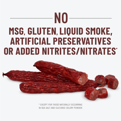7g 2.5 oz. (Pack 7) Duke's Pork Hot & Spicy Smoked Shorty Sausages, Protein Per Serving, Snack Bags