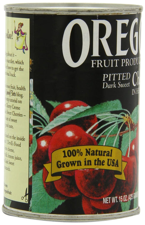 15 (Pack 8) Oregon Fruit Products Dark Sweet Cherries in Heavy Syrup, Ounce