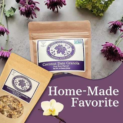 3 Pack Maple Nut Kitchen Coconut Date Granola, Gluten-Free, Vegan & Nut-Free Granola with Certified Oats, Pumpkin
