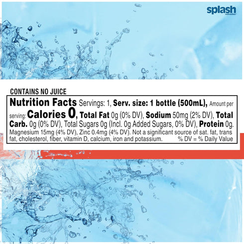 16.9 Oz 24 Pack SPLASH REFRESHER Flavored Water Beverage, Mandarin Orange Flavor, Fl Plastic Bottles