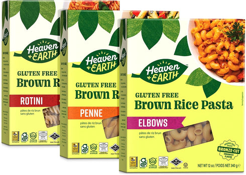 Heaven & Earth Brown Rice Pasta Variety Pack, 12oz (1 Rotini, 1